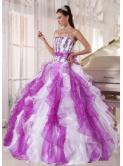 2013 Colorful Ball Gown Strapless Organza Beading Quinceanera Dress