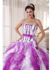 2013 Colorful Ball Gown Strapless Organza Beading Quinceanera Dress