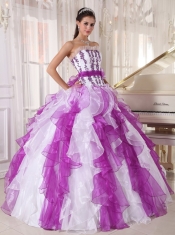 2013 Colorful Ball Gown Strapless Organza Beading Quinceanera Dress