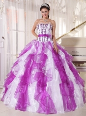 2013 Colorful Ball Gown Strapless Organza Beading Quinceanera Dress