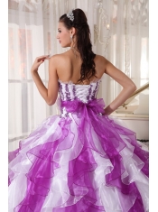 2013 Colorful Ball Gown Strapless Organza Beading Quinceanera Dress