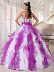 2013 Colorful Ball Gown Strapless Organza Beading Quinceanera Dress