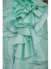 Apple Green A-line / Princess Strapless High-low Taffeta Hand Flower Prom Dress
