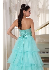 Apple Green A-line Strapless Floor-length Taffeta and Organza Beading Prom Dress
