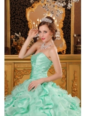 Apple Green Ball Gown Sweetheart Floor-length Ruffles Organza And Taffeta Quinceanera Dress