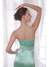 Apple Green Column / Sheath Strapless Brush /Sweep Beading Chiffon and Satin Prom / Pageant Dress