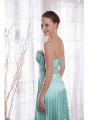 Apple Green Empire Strapless Floor-length Elastic Woven Satin Beading Prom Dress