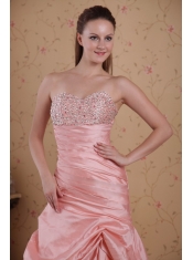 Baby Pink Column Sweetheart Floor-length Taffeta Beading and Ruch Prom / Celebrity Dress