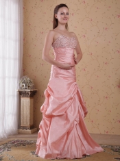 Baby Pink Column Sweetheart Floor-length Taffeta Beading and Ruch Prom / Celebrity Dress