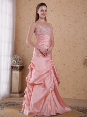 Baby Pink Column Sweetheart Floor-length Taffeta Beading and Ruch Prom / Celebrity Dress