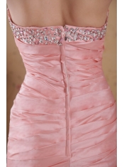 Baby Pink Column Sweetheart Floor-length Taffeta Beading and Ruch Prom / Celebrity Dress