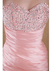 Baby Pink Column Sweetheart Floor-length Taffeta Beading and Ruch Prom / Celebrity Dress