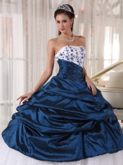 Beautiful Ball Gown Strapless Floor-length Taffeta and Tulle Embroidery Quinceanera Dress