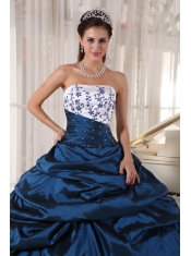 Beautiful Ball Gown Strapless Floor-length Taffeta and Tulle Embroidery Quinceanera Dress
