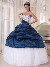 Beautiful Ball Gown Strapless Floor-length Taffeta and Tulle Embroidery Quinceanera Dress