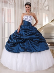 Beautiful Ball Gown Strapless Floor-length Taffeta and Tulle Embroidery Quinceanera Dress
