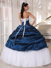 Beautiful Ball Gown Strapless Floor-length Taffeta and Tulle Embroidery Quinceanera Dress