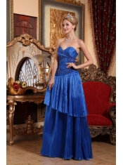 Blue Column / Sheath Sweetheart Floor-length Organza Appliques Prom Dress