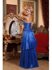 Blue Column / Sheath Sweetheart Floor-length Organza Appliques Prom Dress
