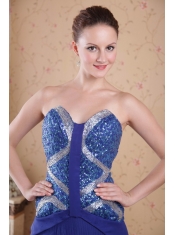 Blue Empire Sweetheart Brush / Sweep Train Beading Pleat Chiffon Prom/ Party Dress