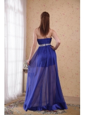 Blue Empire Sweetheart Floor-length Chiffon Beading and Ruch Prom / Celebrity Dress