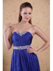 Blue Empire Sweetheart Floor-length Chiffon Beading and Ruch Prom / Celebrity Dress