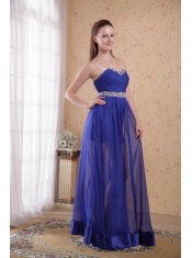 Blue Empire Sweetheart Floor-length Chiffon Beading and Ruch Prom / Celebrity Dress