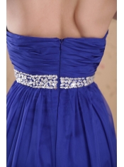 Blue Empire Sweetheart Floor-length Chiffon Beading and Ruch Prom / Celebrity Dress