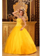 Cheap Ball Gown Spaghetti Straps Floor-length Beading Satin and Organza Orange Quinceanera Dress