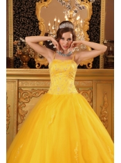 Cheap Ball Gown Spaghetti Straps Floor-length Beading Satin and Organza Orange Quinceanera Dress