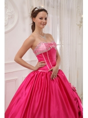 Coral Red Ball Gown Sweetheart Floor-length Satin   Appliques with Beading Quinceanera Dress