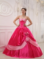 Coral Red Ball Gown Sweetheart Floor-length Satin   Appliques with Beading Quinceanera Dress