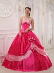 Coral Red Ball Gown Sweetheart Floor-length Satin   Appliques with Beading Quinceanera Dress