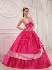 Coral Red Ball Gown Sweetheart Floor-length Satin Appliques with Beading Quinceanera Dress