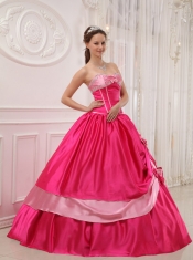 Coral Red Ball Gown Sweetheart Floor-length Satin   Appliques with Beading Quinceanera Dress