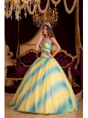 Elegant Ombre Color Ball Gown Sweetheart Beading Organza Quinceanera Dress