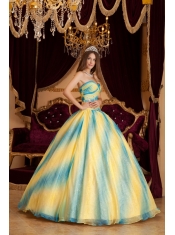 Elegant Ombre Color Ball Gown Sweetheart Beading Organza Quinceanera Dress