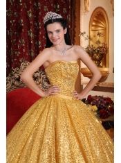 Gold Ball Gown Sweetheart Floor-length Beading Quinceanera Dress