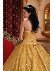 Gold Ball Gown Sweetheart Floor-length Beading Quinceanera Dress