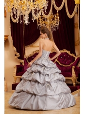 Gray Ball Gown Halter Floor-length Taffeta Appliques Quinceanera Dress