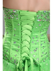 Green Ball Gown Halter Floor-length Tulle Beading  Quinceanera Dress