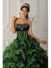 Green Ball Gown Sweetheart Floor-length Organza Beading Quinceanera Dress