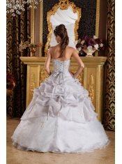 Grey Ball Gown Sweetheart Floor-length Organza Beading Quinceanera Dress