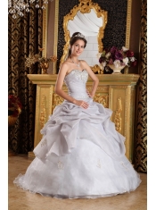 Grey Ball Gown Sweetheart Floor-length Organza Beading Quinceanera Dress