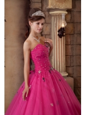 Hot Pink A-line Sweetheart Floor-length Organza Beading Quinceanera Dress