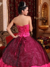 Hot Pink Ball Gown Sweetheart Floor-length Satin Embroidery with Beading Quinceanera Dress