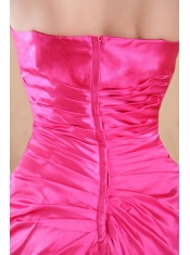 Hot Pink Empire Sweetheart Sweep / Brush Train Taffeta Beading Prom Dress
