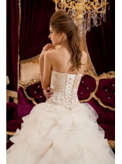 Ivory Ball Gown Sweetheart Floor-length Satin and Organza Embroidery Quinceanera Dress