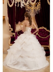 Ivory Ball Gown Sweetheart Floor-length Satin and Organza Embroidery Quinceanera Dress