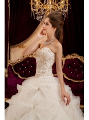 Ivory Ball Gown Sweetheart Floor-length Satin and Organza Embroidery Quinceanera Dress